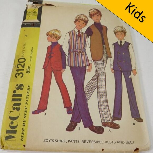 McCalls 3120 clothing pattern size 4 Boy shirt, pants, vest, belt (complete - Picture 1 of 6